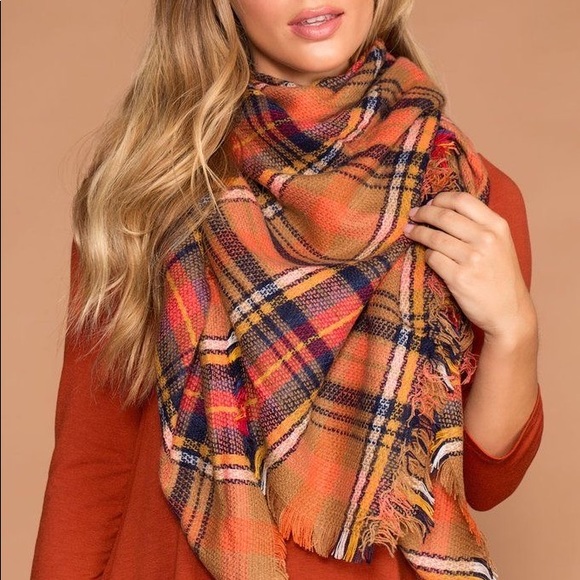 🎃 Pumpkin Spice🎃 Plaid Blanket Scarf - Picture 2 of 6